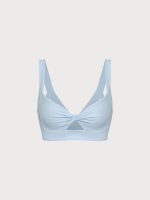 Light Blue Twist-Front Cutout Sports Bra - Image 5