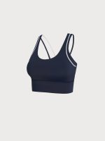 Navy Blue Trim Racerback Sports Bra - Image 8