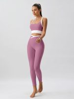 Pink Contrast U Neck Sports Bra - Light Support - Image 6