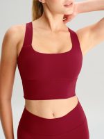 Wine Red Twist X-Cross Sports Bra - Light Support - Image 3
