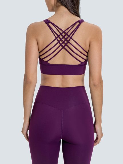 Purple Weave Cross Back Sports Bra