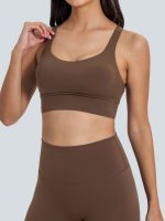 Coffee Weave Cross Back Sports Bra - Image 4
