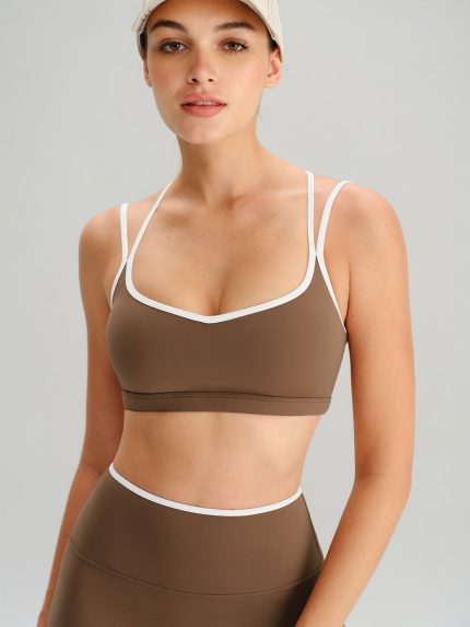 Brown X Cross Sports Bra - Light Support