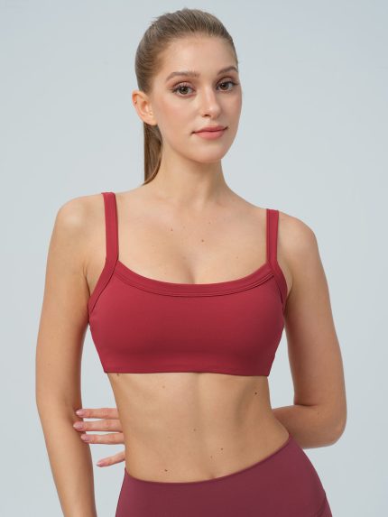 Red Square Neck Sports Bra - Light Support