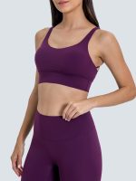 Purple Weave Cross Back Sports Bra - Image 3