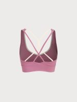Pink V Neck X Cross Sports Bra - Image 8