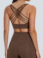 Coffee Weave Cross Back Sports Bra