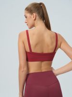 Red Square Neck Sports Bra - Light Support - Image 2