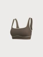 Brown Square Neck Sports Bra - Light Support - Image 7
