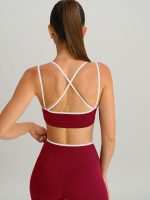 Wine Red X Cross Sports Bra - Light Support - Image 2