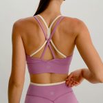 Pink V Neck X Cross Sports Bra