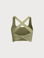 Green Gold Twist X-Cross Sports Bra - Light Support - Image 8