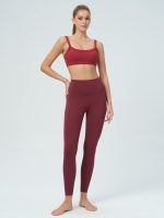 Red Square Neck Sports Bra - Light Support - Image 4