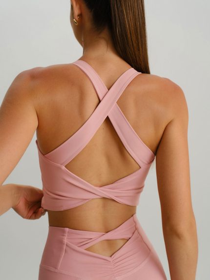 Light Pink Twist X-Cross Sports Bra - Light Support