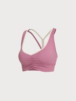 Pink V Neck X Cross Sports Bra - Image 7