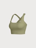 Green Gold Twist X-Cross Sports Bra - Light Support - Image 7