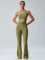 Green Ruched Cutout Sports Bra - Image 4