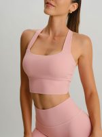 Light Pink Twist X-Cross Sports Bra - Light Support - Image 2