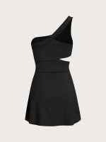 Black One-Shoulder Cut Out Sports Dress - Image 6