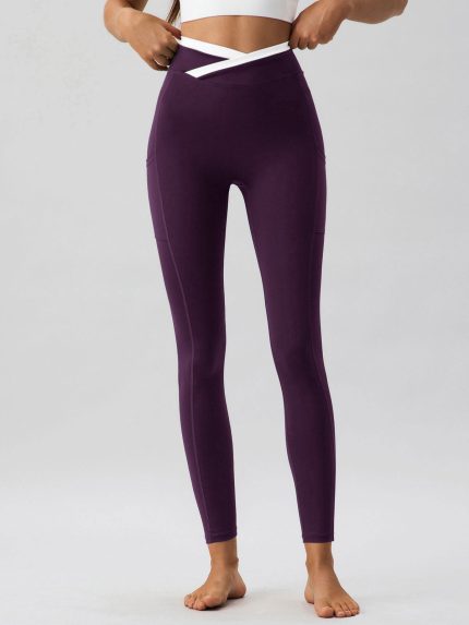 Purple Natural Waisted Leggings 25"