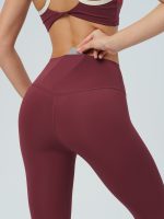 Wine Red High Waisted Leggings 24" - Image 4