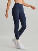 Navy High-Waisted Contrast Trim Leggings 25" - Image 3