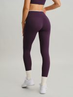 Purple Contrast Natural Waisted Leggings 25" - Image 4