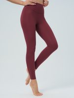 Wine Red High Waisted Leggings 24" - Image 3
