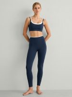 Navy High-Waisted Contrast Trim Leggings 25" - Image 4