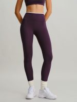 Purple Contrast Natural Waisted Leggings 25"