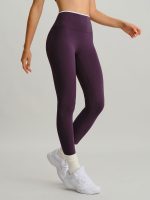 Purple Contrast Natural Waisted Leggings 25" - Image 3