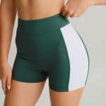 Green Contrast Line Workout Shorts 3"