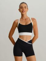 Black Contrast Front-Cross Sports Shorts 5" - Image 5