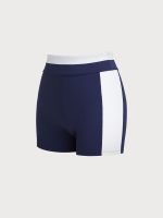 Navy Contrast Line Workout Shorts 3" - Image 5