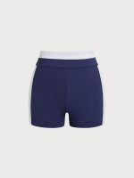 Navy Contrast Line Workout Shorts 3" - Image 6