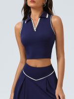Navy V-Line Collar Tank Top - Light Support - Image 3