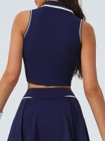 Navy V-Line Collar Tank Top - Light Support - Image 2