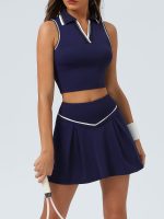 Navy V-Line Collar Tank Top - Light Support - Image 4