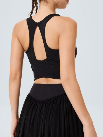 Black Cutout Twist Tank Top