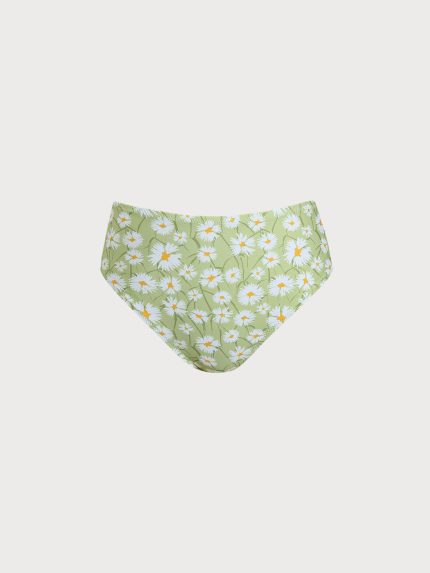 Grass Green Floral Print Surfing Bottom