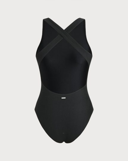 Black Crossback No Padding Surf One-Piece
