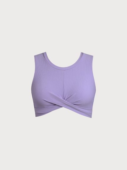 Purple Round Neck Twist Surf Top