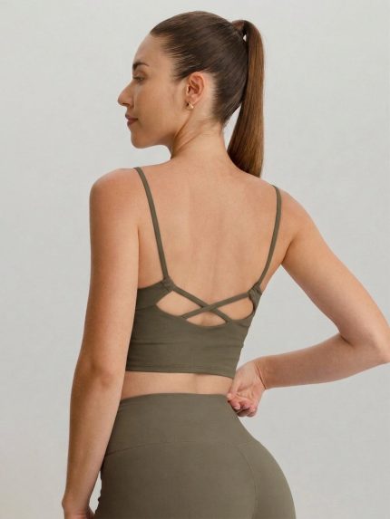 Brown X-Cross Sports Bra - Light Support