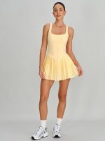 Yellow Square Neck Yoga Dress - Light Support - Image 3