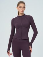 Purple Slim-Fit Zip-Up Athletic Jacket - Image 4