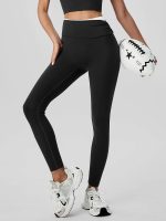 Black Contrast High Waisted Leggings 24"
