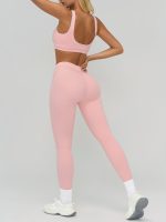 Pink High-Waist Contrast-Line Leggings 26" - Image 5