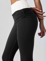 Black Contrast High Waisted Leggings 24" - Image 5