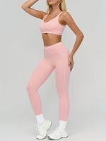 Pink High-Waist Contrast-Line Leggings 26" - Image 3