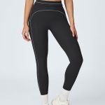 Black High-Waist Contrast-Line Leggings 26"